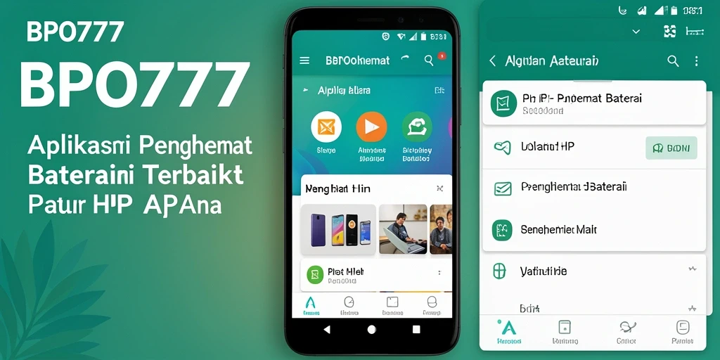 Tampilan antarmuka aplikasi Penghemat Baterai BPO777 yang informatif.