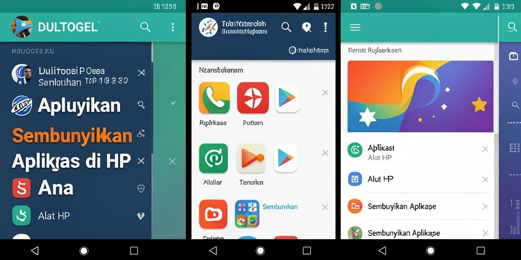 Antarmuka DULTOGEL menampilkan opsi penyembunyian aplikasi yang sederhana.