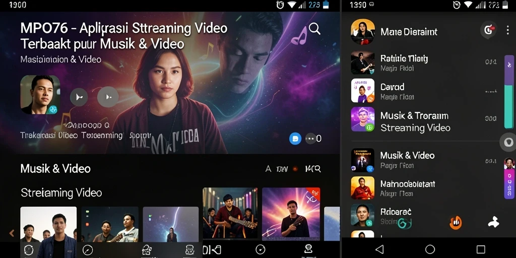 Antarmuka pengguna aplikasii MPO76 untuk streaming video yang nyaman.