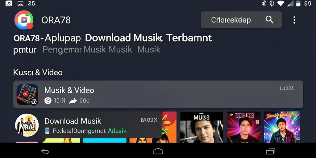 Antarmuka menarik ORA78 dengan fitur Download Musik yang mudah digunakan.