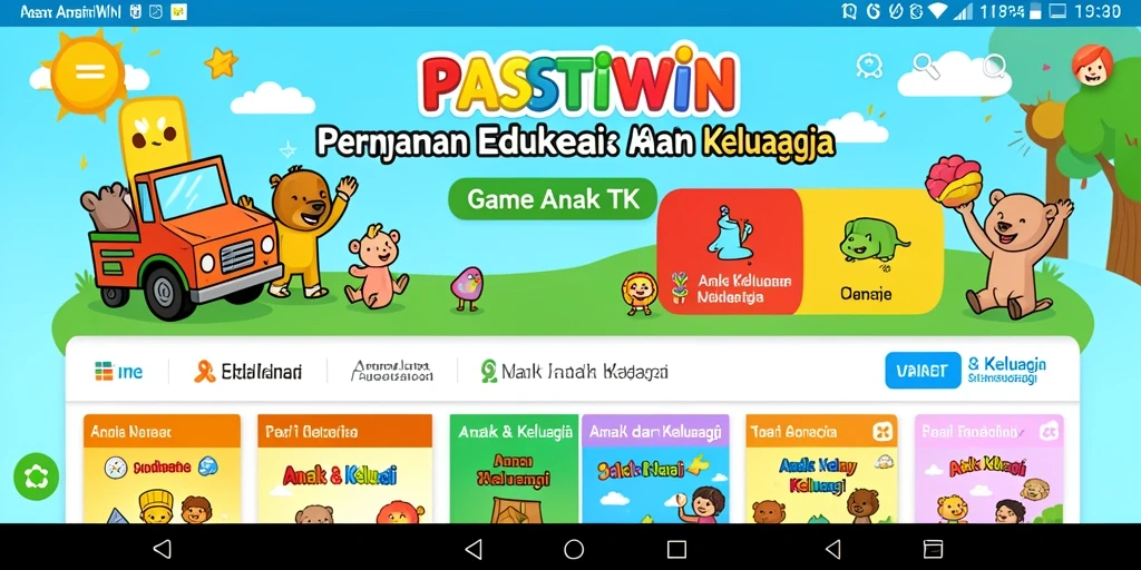 Tampilan antarmuka interaktif dari PASTIWIN untuk Game Anak TK.