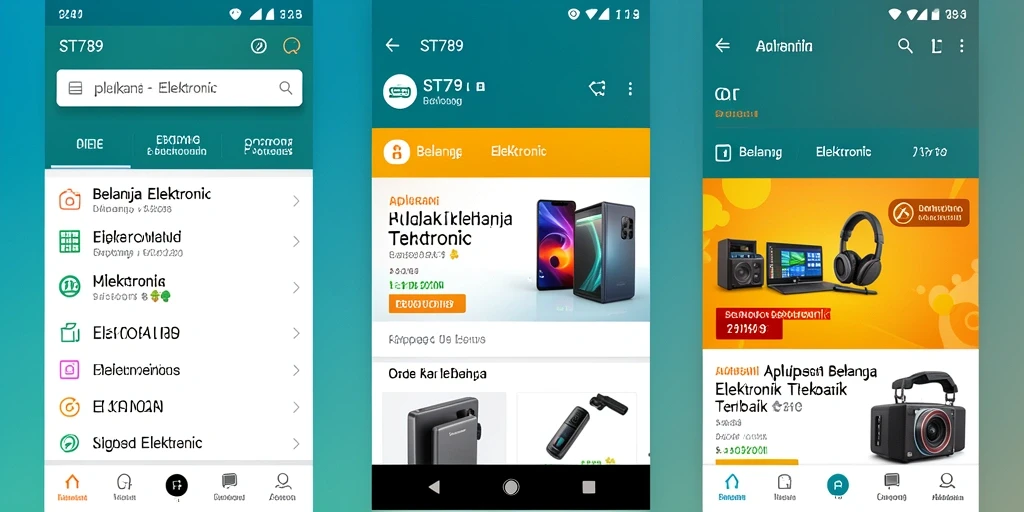 Antarmuka aplikasi ST789 yang menarik dan fungsional untuk belanja elektronik.