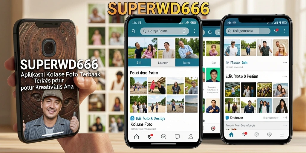 Antarmuka <strong>SUPERWD666</strong> yang user-friendly untuk kolase foto.